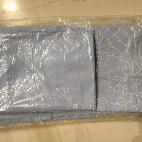 Handmade bed sheet with two pillowcases, blue, oxford seams, 2.30x2.50