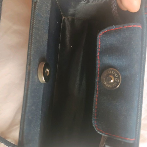 Mini Skondras bag blue denim with strass logo like new