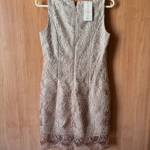 La Soie dress with impressive lace, beige and gold