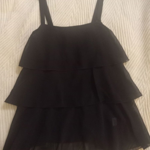 Black top with ruffles and straps new, size S-M
