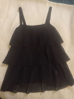 Black top with ruffles and straps new, size S-M