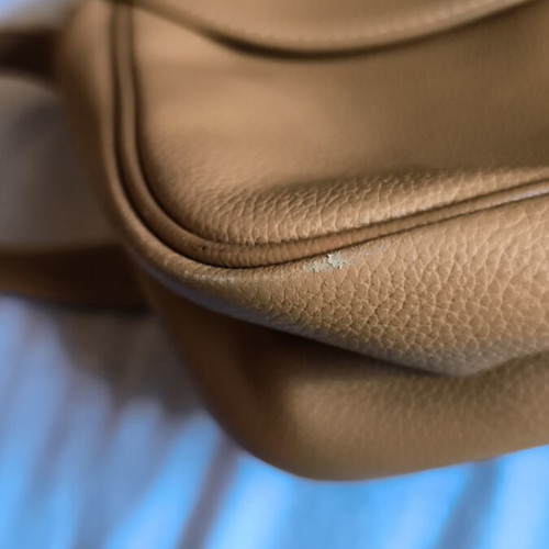 Longchamp crossbody bag used, dark beige pecan leather