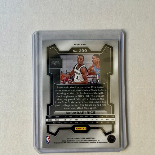 Panini Prizm 2023-24 Sir'Jabari Rice #299 Silver Prizm card new