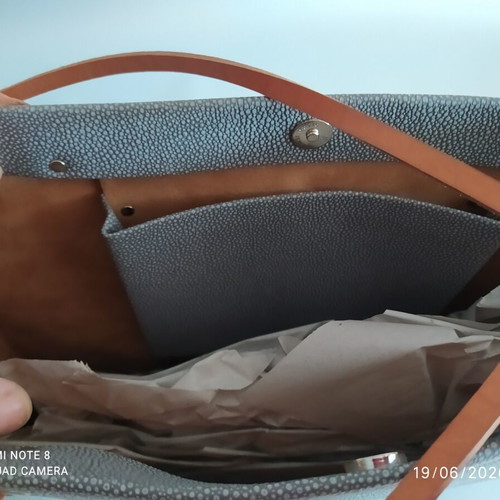 Leporello leather women's bag gray new