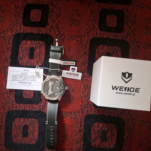 Weide WD10225 men's chronograph watch like new, black leather strap