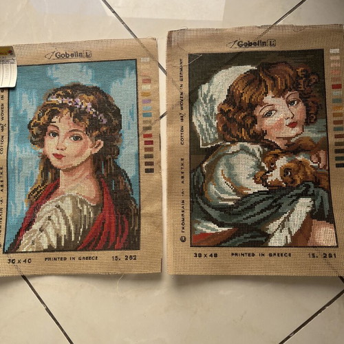 Canvas embroidery kits new, set of 2, 0.32x0.22 m each