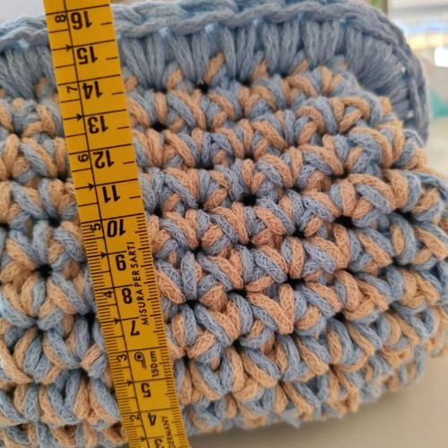 Handmade Crochet Clasp Bag Beige and Turquoise