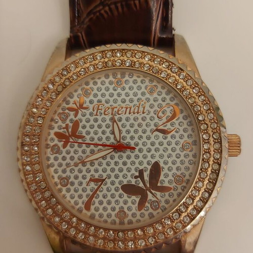 Ferendi women's watch used, brown leather strap, gold color