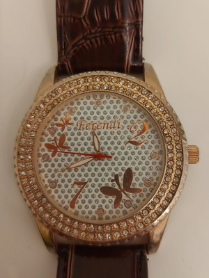 Ferendi women's watch used, brown leather strap, gold color
