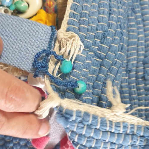 Handmade blue shoulder beach bag custom order