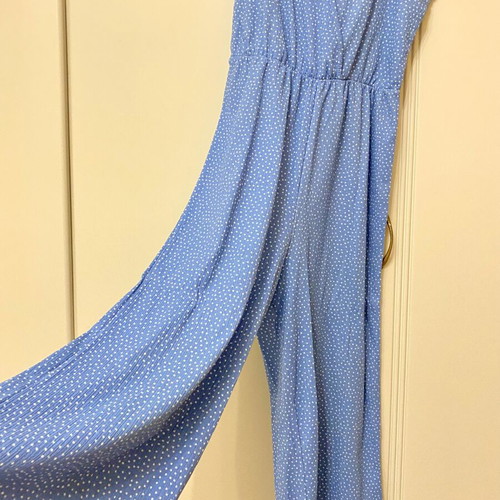 Stradivarius blue polka dot one-piece jumpsuit like new, size S
