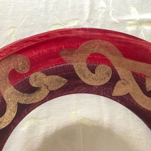 Vintage Kosta Boda Illum decorative glass plate used, hand-painted