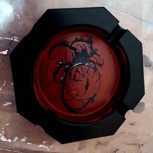 Handmade tribal spider ashtray made to order, hand-painted plaster