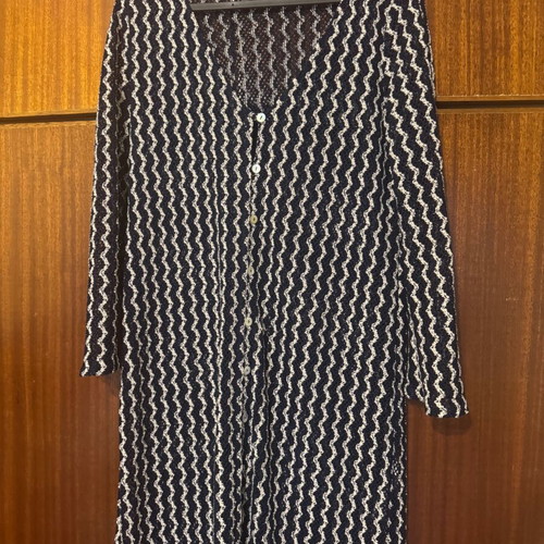 Oysho Mesh Beach Kaftan new, white and blue, size S