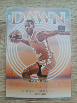 Omari Moore Dawn Origins Panini Euroleague 2025-26 card, Valencia