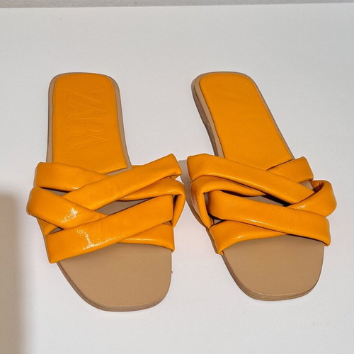 Zara women's leather sandals orange size 36 new