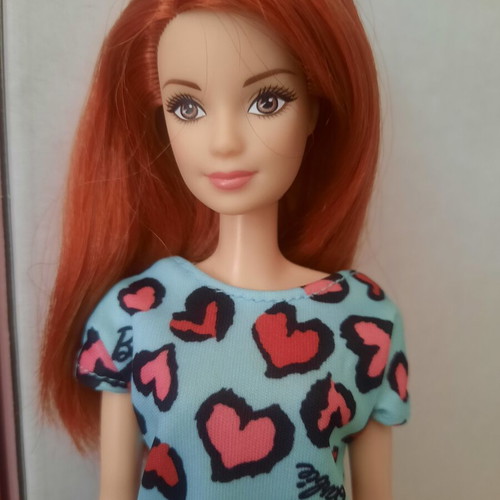 Mattel Barbie Chic Ginger Redhead doll with blue heart dress GHW48