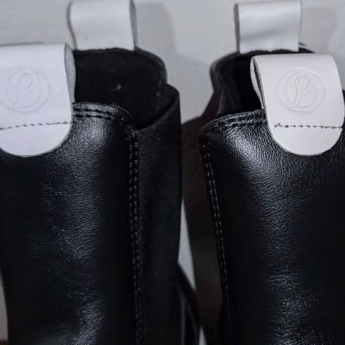 Parex women's leather boots black and white, new