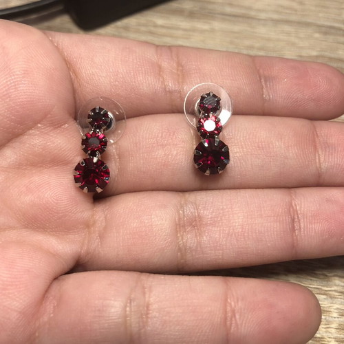 Fancy earrings new, red and silver