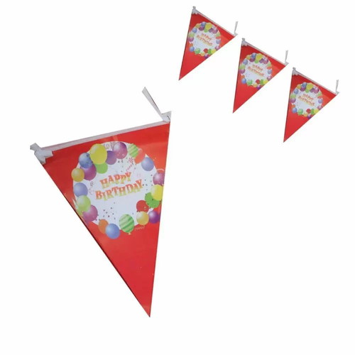 Birthday flags new, set of 10, red Happy Birthday