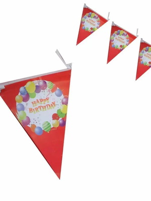 Birthday flags new, set of 10, red Happy Birthday