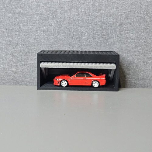 3D printed wall mount hanger with car display and lifting door