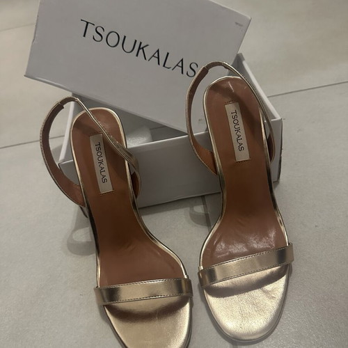 Tsoukalas vintage chic gold high heel sandals 10cm