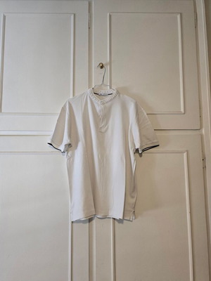Zara men's polo shirt with Mao collar, white, size L