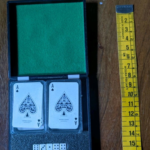 Travel playing cards and dice with felt new
