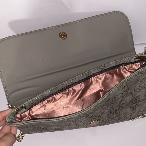Dukidaso khaki handbag with embossed design like new
