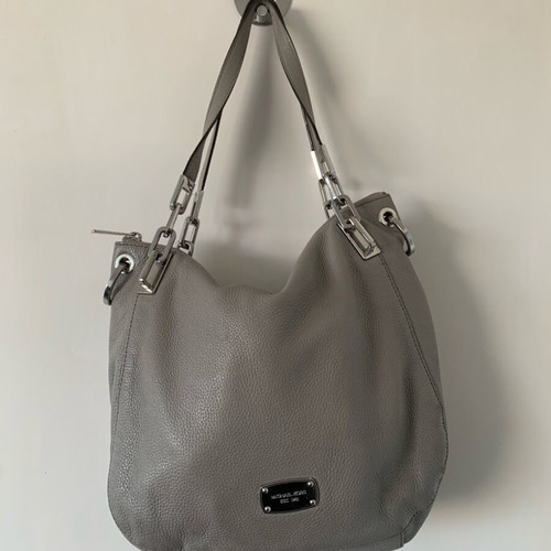 Michael Kors gray leather bag like new
