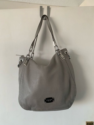 Michael Kors gray leather bag like new