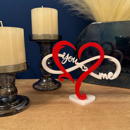 You & Me Love Decoration Heart 3D Printed new with custom name and NFC