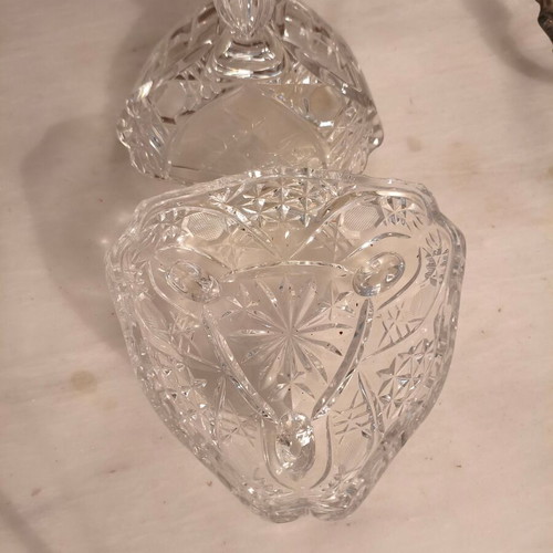 Triangular glass fondant dish like new, 1950s vintage