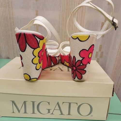 Migato Vintage Vera Pelle Floral Platform Sandals Size 41 Used