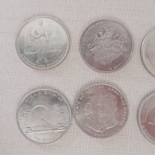 Set of 6 collectible 500 drachma coins Athens 2004 Olympic Games