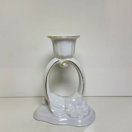 Porcelain candlestick with gilded floral decoration