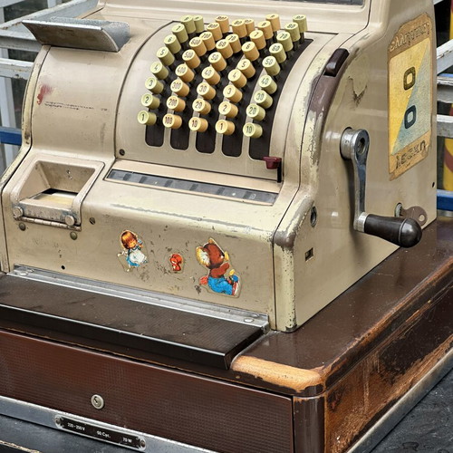 Vintage National Professional Cash Register used, wooden base