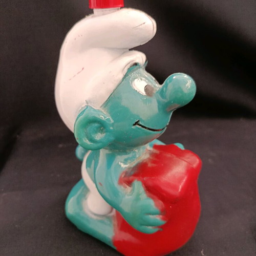 Vintage Smurfs shampoo bottle used, Greek
