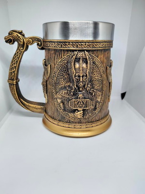 Κούπα Viking 600ml χειροποίητη από ρητίνη και ανοξείδωτο ατσάλι