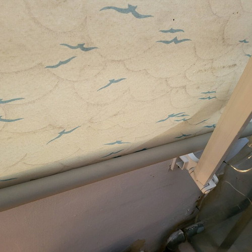 Tenda shading awning like new, white fabric with patterns, 6.41x1.90