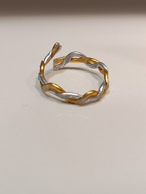 Two-tone handmade ring with adjustable size, aluminum