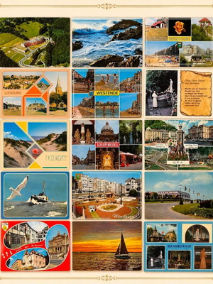 Vintage postcard set of 15, Belgium coastal and city views
