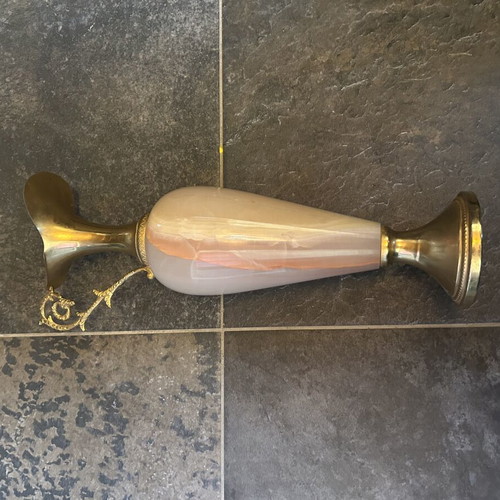 Vintage decorative set of 3 pieces with natural stone and gold metal details