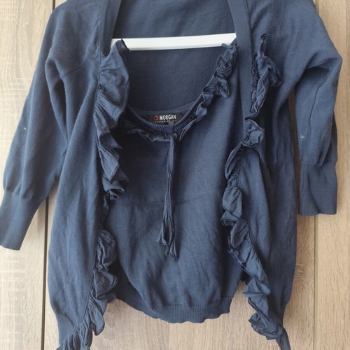 Morgan blue jacket and blouse set like new