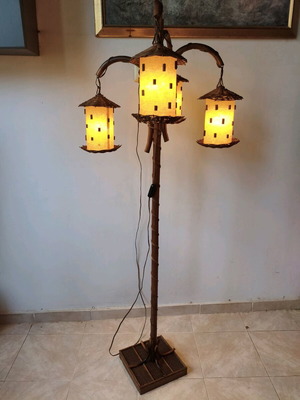 Bamboo floor lamp handmade from 1960 like new