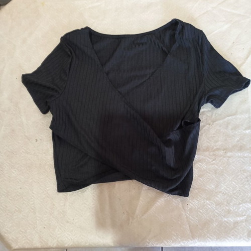 Shein black ribbed short-sleeve blouse size S like new