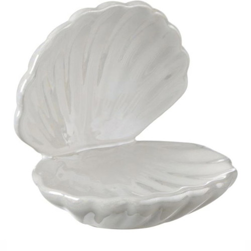 Decorative ceramic shell new white iridescent
