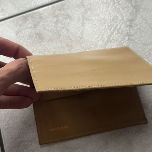 Women's wallet like new, thin leather, beige and brown