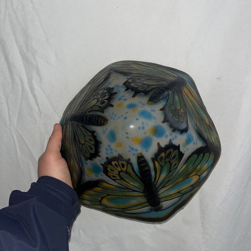 French handmade lamp shade with dragonflies, excellent condition